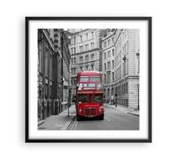 Cuadro Poster de Pared 50x50cm Marco Autobús inglaterra vacaciones londres Art