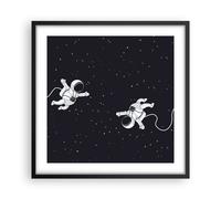 Cuadro Poster de Pared 50x50cm Marco Dibujos animados astronautas cosmos Art
