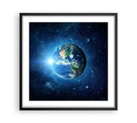 Cuadro Poster de Pared 50x50cm Marco Tierra universo estrellas galaxia Art