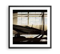 Cuadro Poster de Pared 50x50cm Póster Marco Airplain Hangar vuelo histórico Art