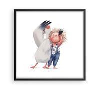 Cuadro Poster de Pared 50x50cm Póster Marco Albatros Niño Imagen Wall Art Prints