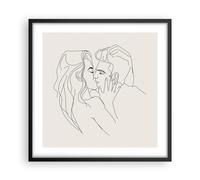 Cuadro Poster de Pared 50x50cm Póster Marco Art. Línea Beso Wall Art Prints