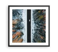 Cuadro Poster de Pared 50x50cm Póster Marco Bosque Camino Nieve Wall Art Prints