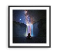 Cuadro Poster de Pared 50x50cm Póster Marco Cascada Las Estrellas Meditación Art