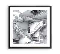 Cuadro Poster de Pared 50x50cm Póster Marco Ciencia Ilusión Escaleras Wall Art