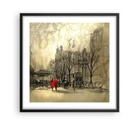 Cuadro Poster de Pared 50x50cm Póster Marco ciudad mujer amante Wall Art Prints