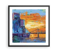 Cuadro Poster de Pared 50x50cm Póster Marco Ciudad Puente Empasto Wall Art