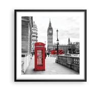 Cuadro Poster de Pared 50x50cm Póster Marco Cobertizo Teléfono Londres Wall Art