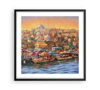 Cuadro Poster de Pared 50x50cm Póster Marco Colores Ciudad Turquía Wall Art