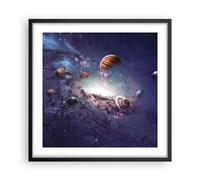 Cuadro Poster de Pared 50x50cm Póster Marco Cosmos Planetas Las Estrellas Art