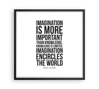 Cuadro Poster de Pared 50x50cm Póster Marco Einstein Maxim Imaginación Wall Art