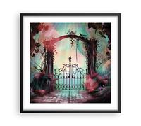 Cuadro Poster de Pared 50x50cm Póster Marco Fantasía Puerta Jardín Wall Art