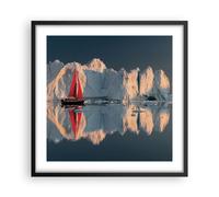 Cuadro Poster de Pared 50x50cm Póster Marco Glaciar Océano Groenlandia Wall Art