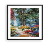 Cuadro Poster de Pared 50x50cm Póster Marco Impresionismo Naturaleza Bosque Art