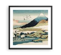Cuadro Poster de Pared 50x50cm Póster Marco Japón Grullas Imagen Wall Art Prints