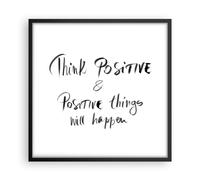 Cuadro Poster de Pared 50x50cm Póster Marco Lema Pensamiento Positivamente Art