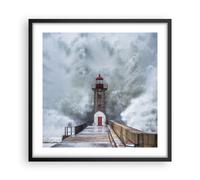 Cuadro Poster de Pared 50x50cm Póster Marco Linterna Mar Tormenta Wall Art