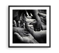 Cuadro Poster de Pared 50x50cm Póster Marco Manos Tolerancia Comunidad Wall Art