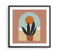 Cuadro Poster de Pared 50x50cm Póster Marco Minimalista Ventana Flor Wall Art