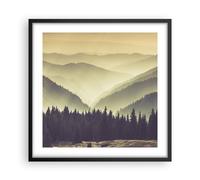 Cuadro Poster de Pared 50x50cm Póster Marco montañas bosque naturaleza Wall Art
