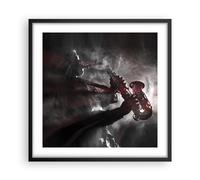 Cuadro Poster de Pared 50x50cm Póster Marco Músico Saxofonista Negro Wall Art