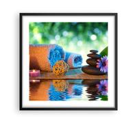Cuadro Poster de Pared 50x50cm Póster Marco Naturaleza relajación spa velas Art