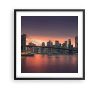 Cuadro Poster de Pared 50x50cm Póster Marco Nuevo york puente noche Wall Art