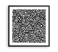 Cuadro Poster de Pared 50x50cm Póster Marco Op Art. Negro Blanco Wall Art Prints