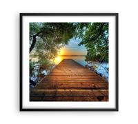 Cuadro Poster de Pared 50x50cm Póster Marco puente lago Wall Art Prints Decor