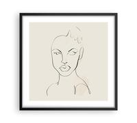 Cuadro Poster de Pared 50x50cm Póster Marco Retrato Afro Boceto Wall Art Prints