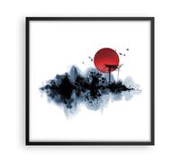 Cuadro Poster de Pared 50x50cm Póster Marco rojo sol puerta Wall Art Prints
