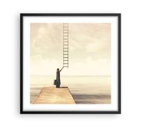 Cuadro Poster de Pared 50x50cm Póster Marco Símbolo Mujer Escalera Wall Art