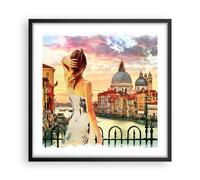 Cuadro Poster de Pared 50x50cm Póster Marco Venecia puente agua Wall Art Prints