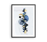 Cuadro Poster de Pared 50x70cm Marco Abstracción Geométrica Montañas Wall Art