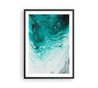 Moderno Cuadros Decorativo 50x70cm Poster da Parete Abstracción Turquesa Líquido Cuadros Pared Imágenes Póster Marco Negro Decoracion Salon Dormitorio Cocina Wall Art Prints Decor - P2BPA50x70-4572