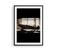 Cuadro Poster de Pared 50x70cm Marco Airplain Hangar vuelo histórico Wall Art
