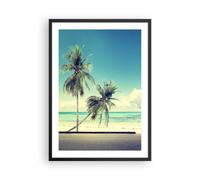 Cuadro Poster de Pared 50x70cm Marco Coche tabla de surf playa océano Wall Art