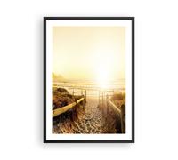 Cuadro Poster de Pared 50x70cm Marco la salida del sol onda isla océano Wall Art