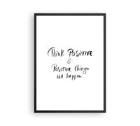 Cuadro Poster de Pared 50x70cm Marco Lema Pensamiento Positivamente Wall Art