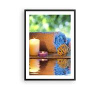 Cuadro Poster de Pared 50x70cm Marco Naturaleza relajación spa velas Wall Art