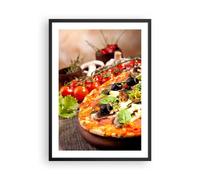 Cuadro Poster de Pared 50x70cm Marco Pizza comida Italia la tradición Wall Art
