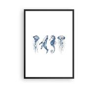 Cuadro Poster de Pared 50x70cm Póster Marco Animales Marinos Infantiles Wall Art
