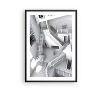 Cuadro Poster de Pared 50x70cm Póster Marco Ciencia Ilusión Escaleras Wall Art