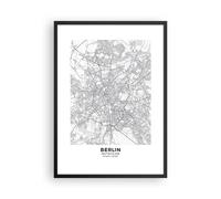 Cuadro Poster de Pared 50x70cm Póster Marco Ciudad Mapa Berlín Wall Art Prints