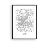Cuadro Poster de Pared 50x70cm Póster Marco Ciudad Mapa Roma Wall Art Prints