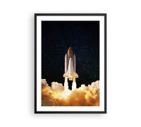 Cuadro Poster de Pared 50x70cm Póster Marco Despegando Cohete Cosmos Wall Art