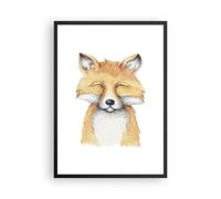 Cuadro Poster de Pared 50x70cm Póster Marco Dibujos animados Zorro Niño Wall Art