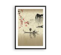 Cuadro Poster de Pared 50x70cm Póster Marco Flor Cerezas Japón Wall Art Prints