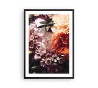 Cuadro Poster de Pared 50x70cm Póster Marco flores cereales rosas Wall Art