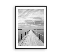 Cuadro Poster de Pared 50x70cm Póster Marco Madera Puente Mar Wall Art Prints
